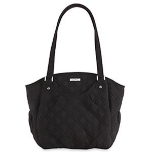 Vera Bradley Black Quilted Multi-Pocket Top Zip Shoulder Bag